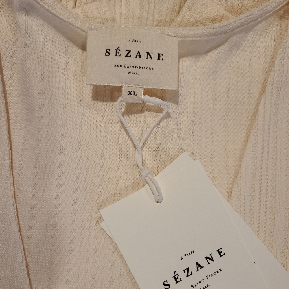 Sezane White Ribbed Top - Picture 4 of 10